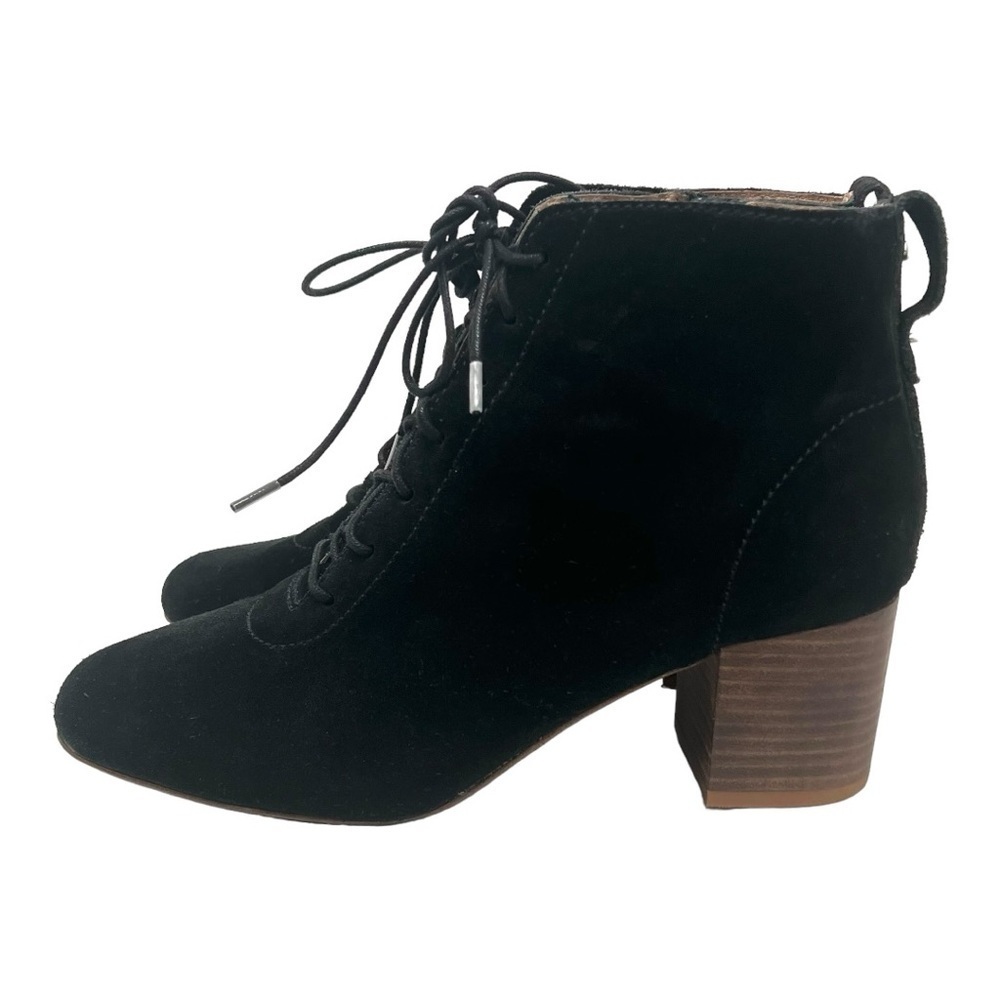 Madewell Emilia Black Suede Lace Up Block Heeled Casual Booties Women’s 8.5 - Picture 6 of 13
